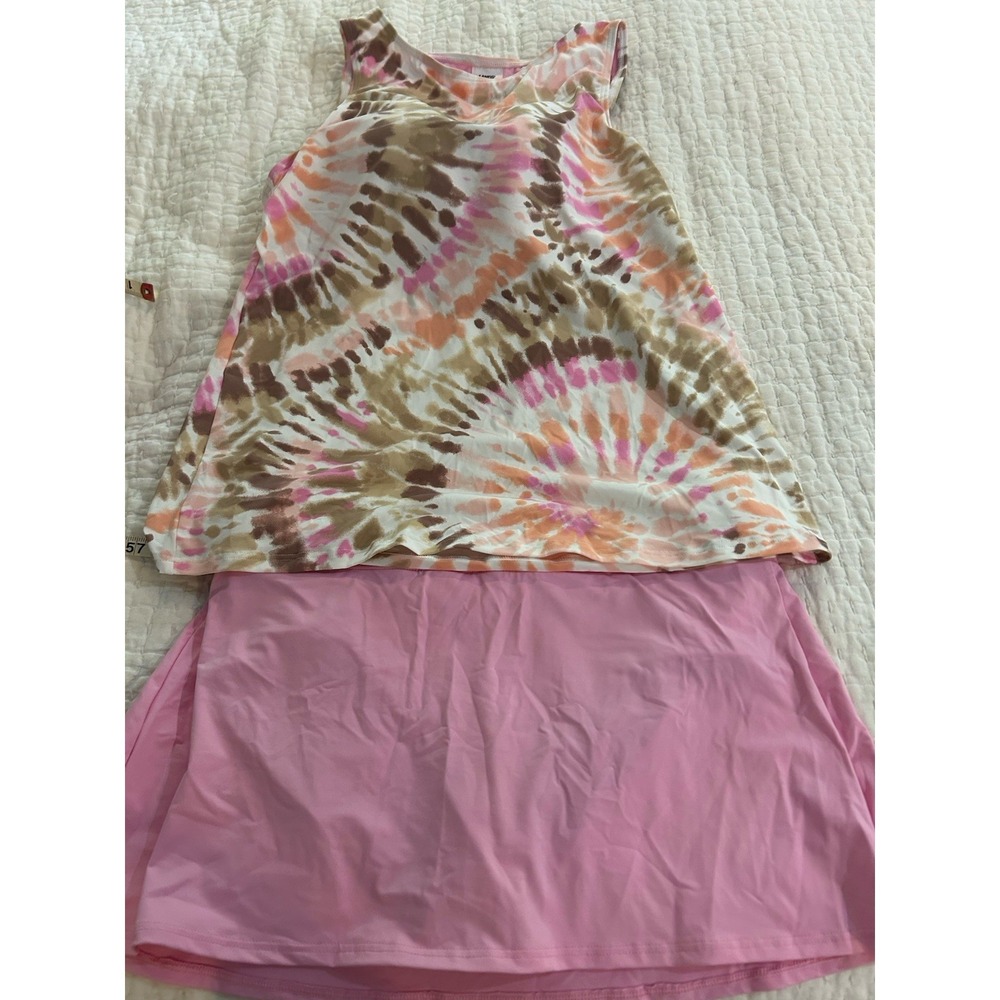 NWOT Lands End Tankini Top Matching Swim Skirt Tie-dye Top Size 16 Swim Suit
